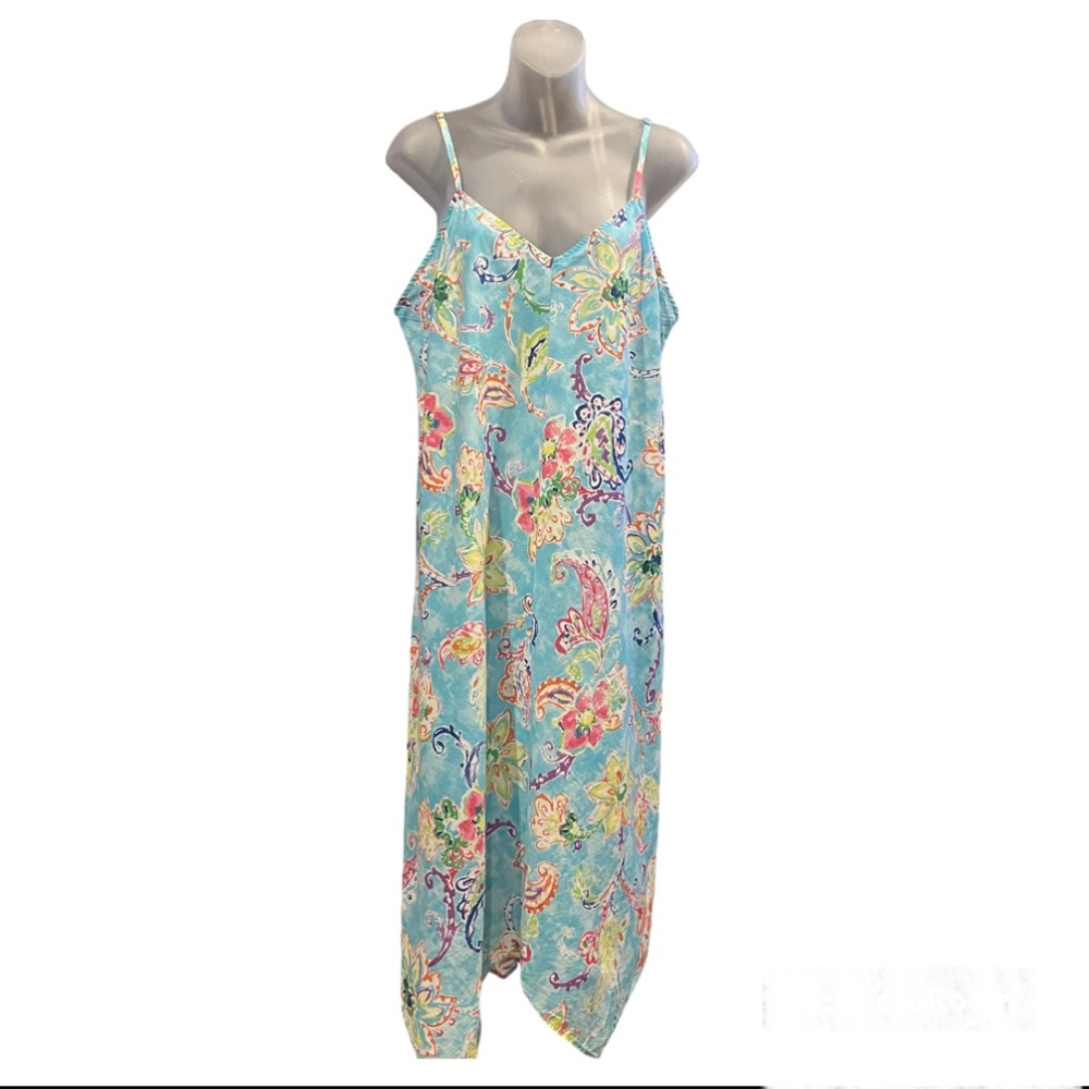 Lauren Ralph Lauren Paisley cotton Slip Dress with Handkerchief Hem Line Size XL